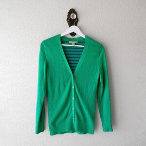 Banana Republic XS Green Blue Stripe Cardigan Button Front Cotton Blend